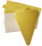Gebakskarton Driehoek Goud 20 stuks - Gebak Onderleggers - Geschikt voor een gebakspunt en is voorzien van een lipje - 11,5x6,5cm.