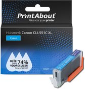 PrintAbout huismerk Inktcartridge CLI-551C XL Cyaan Hoge capaciteit geschikt voor Canon
