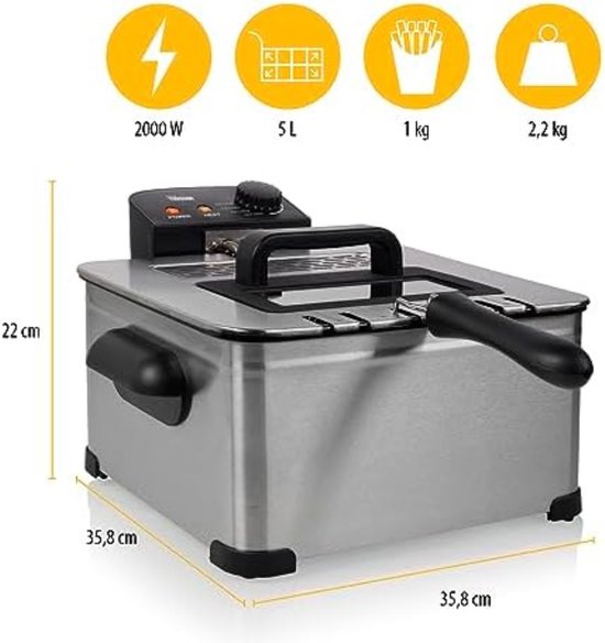 Mini Friteuse RVS Diepe Frituurpan Met Temperatuurregeling Afneembare Oliemand Voor Het Koken Van Frietjes, Gebakken Kip, Uienringen, Eierbroodjes (Color : 4L