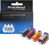 PrintAbout - Inktcartridge / Alternatief voor de Canon CLI-521BK / 4 Kleuren