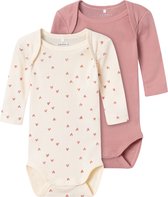 NAME IT NBFBODY 2P LS BUTTERCREAM HEARTS NOOS Body Filles - Taille 92