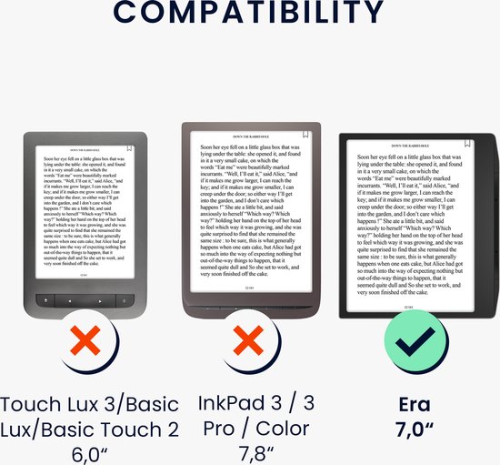 kwmobile flip cover geschikt voor Pocketbook Era / Era Color - Hoes met handgreep en voorvak voor e-reader - Book case in poederroze / wit / zwart - Magnolia design van Merkloos — afbeelding 5