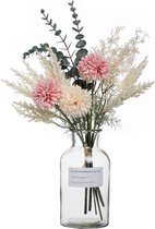 Kunstbloemen zijden bloemen kunstbloemen boeket chrysant eucalyptus kunstplanten bloemstukken decoratie bruiloft tafel middenstukken, champagne roze