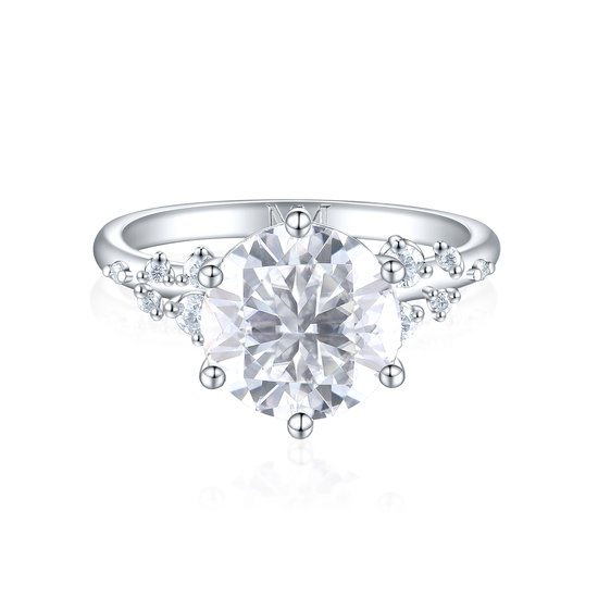 Aurora - Ring Moissanite Platinum avec Pierres Latérales Minimalistes - 3 carats
