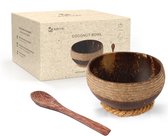 Namture Coconut Bowl – Inhoud 600ml – Medium Kokosnoot Kom – 100% Natuurlijk, Binnenkant Gepolijst, Buitenkant Bewerkt - Duurzaam – Diameter 12-13cm