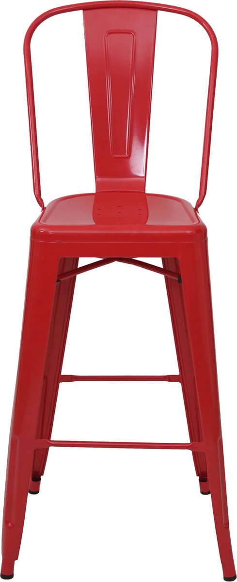 Cosmo Casa Barkruk - Met rugleuning - Metalen industriële vormgeving - Rood