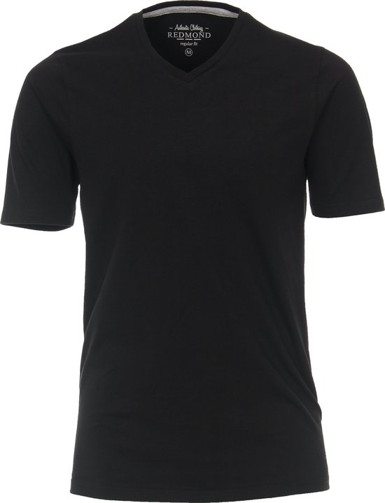 Redmond regular fit T-shirt - korte mouw V-hals - zwart - Maat: S