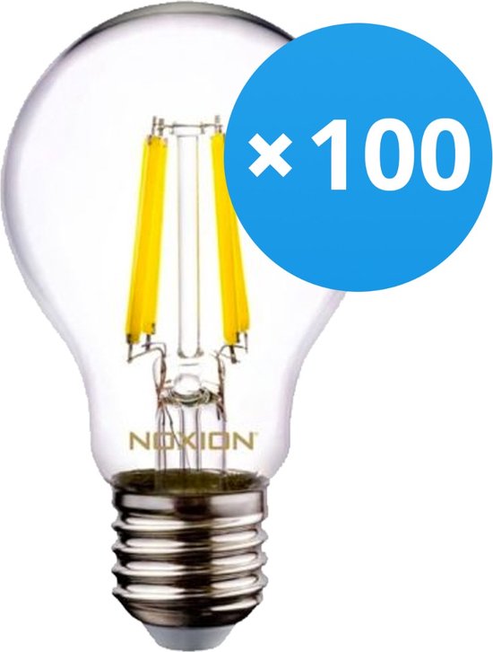 Voordeelpak 100x Noxion Lucent LED E27 Peer Filament Helder 4.5W 470lm - 840 Koel Wit | Vervangt 40W.