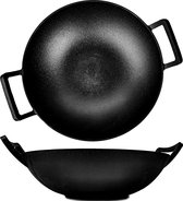 Wok gietijzer 36 cm groot inductie, grill wok gietijzer met non-stick patina