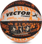 Vector X Power Basketbal met Gratis Luchtnaald (Zwart/Wit/Oranje, Maat-3) | Materiaal-Rubber | Hoge Snelheid | Geschikt voor Alle Oppervlakken | Machinaal Gestikt | Ideaal voor: Training/Wedstrijd