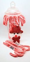 candy canes rood/wit in stopfles 144 gram wintersnoep snoep zuurstokken