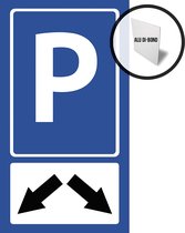 Pictogram/ bord aluminium | Parkeerplaats met pijlen | 27 x 50 cm | Parkeren | Parking | Bedrijfsparking | Auto's | Cars | Voertuigen | Staanplaats | Voorbehouden | Parkeersignalisatie | Roestvrij | 1 stuk