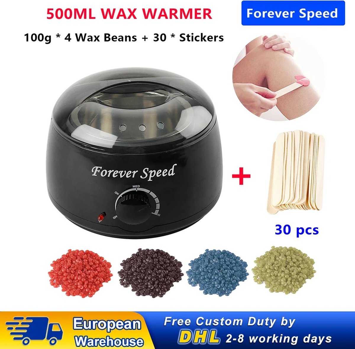 Svdm - Wax Apparaat - Ontharingsapparaat - Ontharing - Wax Verwarmer - Inclusief Wax Beans - Inclusief Spatels - 500ml - Zwart