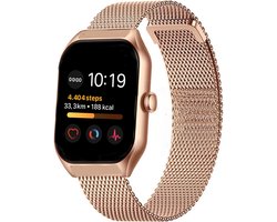 Royal Supplies C50 - Smartwatch- Smartwatch Dames & Heren - Screenprotector - 2026 - Bellen- HD Touchscreen - Horloge - Stappenteller - Bloeddrukmeter - Saturatiemeter - IOS & Android - Rose goud staal
