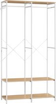 Kledingkast - Open kledingkast - Met 2 planken - Metalen frame - Bruin wit