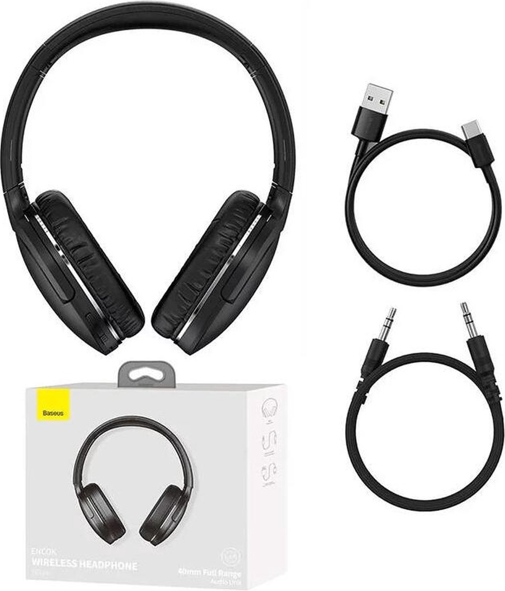 Bluetooth hoofdtelefoon Baseus Encok D02 Pro zwart