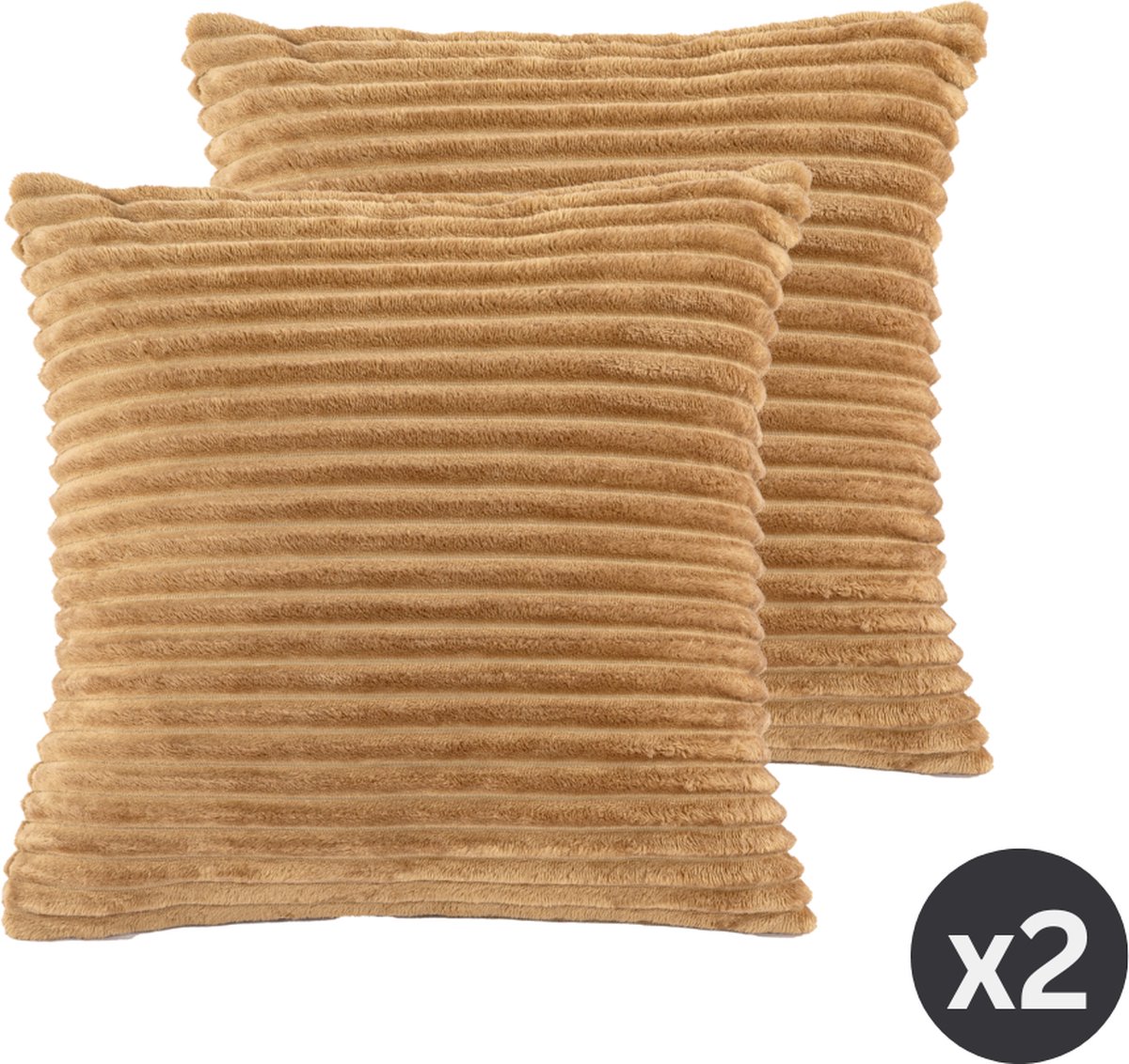 TISECO HOME STUDIO - Kussen (gevuld) RIBBLE - SET/2 - microflannel - 45x45 cm - indiantan