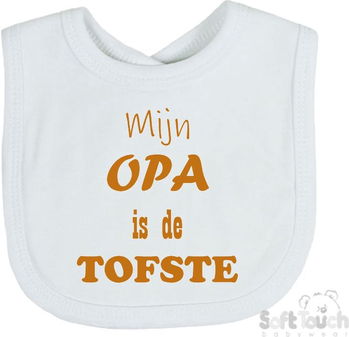 Goedkoopste Soft Touch Slabber Slabbetje Slab Mijn Opa is de TOFSTE Unisex Katoen Wit/tan Maat 33x22 Cm