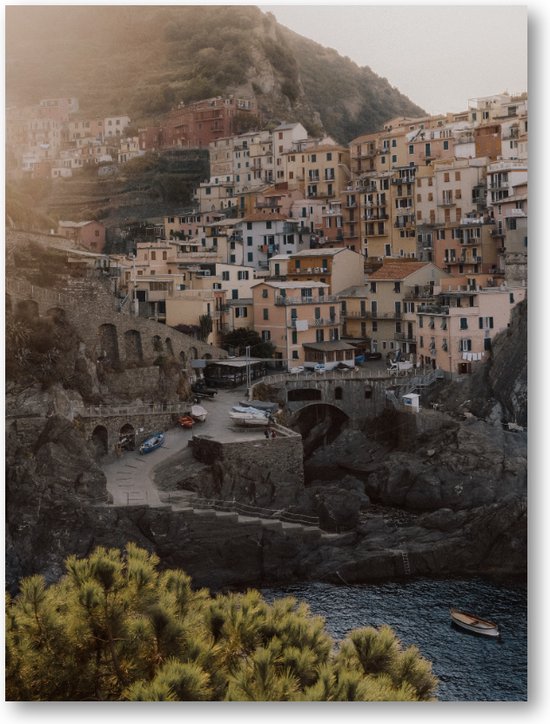 Schemerlicht over Riomaggiore Cinque Terre - Italiaanse Kustkalmte - Foto op Plexiglas 30x40