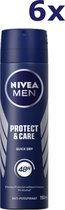 Bol.com NIVEA MEN Protect & Care - 6 x 150ml - Voordeelverpakking - Deodorant Spray aanbieding