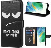 Geschikt Voor Samsung Galaxy S22 Hoesje - Solidenz Bookcase S22 - Telefoonhoesje S22 - S22 Case Met Pasjeshouder - Cover Hoes - Don't Touch Me