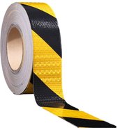 Reflectie tape Zwart/Geel - Rol van 5CM x 25M - Veiligheids sticker voor verkeer - vrachtwagen, motor, aanhangwagen, evenementen etc