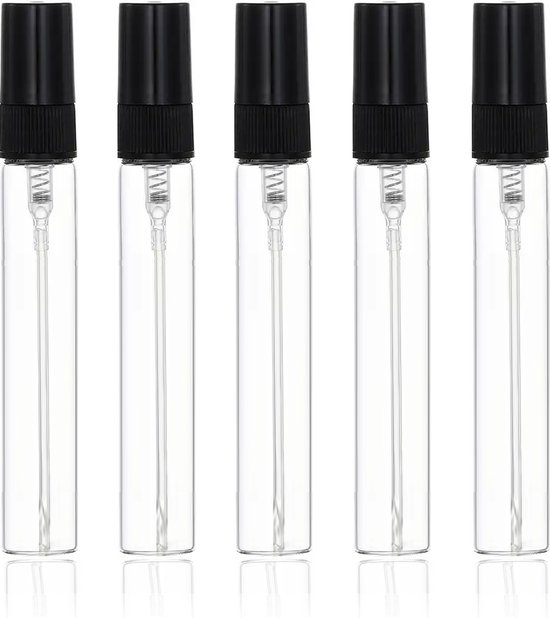 Mini Parfum Flesje | 5 stuks | Glazen navulbare verstuiver - glas - 10ml - zwart - navulbaar - parfum flesjes - spray flesje - leeg