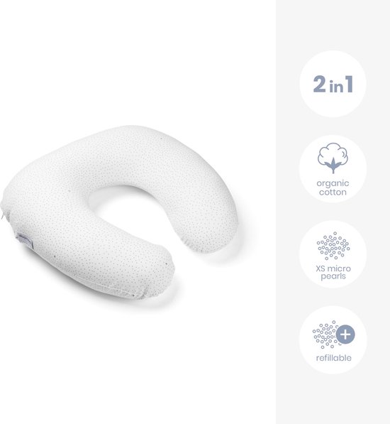 Doomoo Softy - Klein Voedingskussen - Biologisch Katoen - 150cm - Silver Dots van Doomoo — afbeelding 2