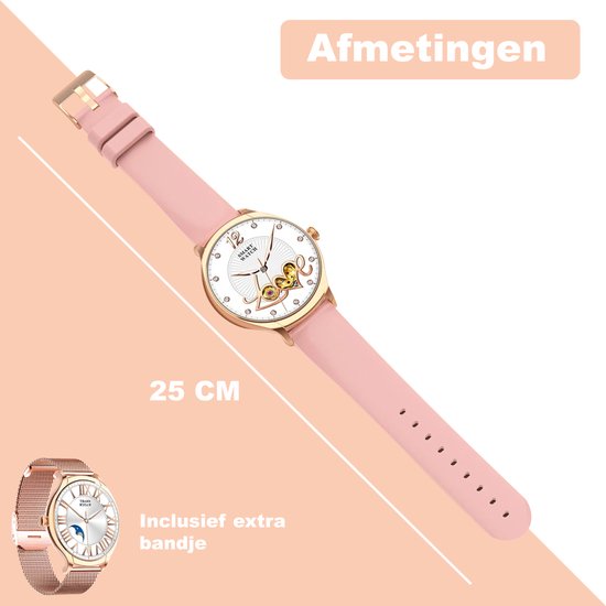Montre Connectée Femme Fance - Or Rose - Montre Connectée Femme - Écran Tactile HD - Montre - Montre Podomètre - Tensiomètre - Oxymètre - IOS & Android