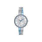 Adora Design dameshorloge Ø 32 mm titaniumblauw/zilverkleurig analoog quartz uurwerk