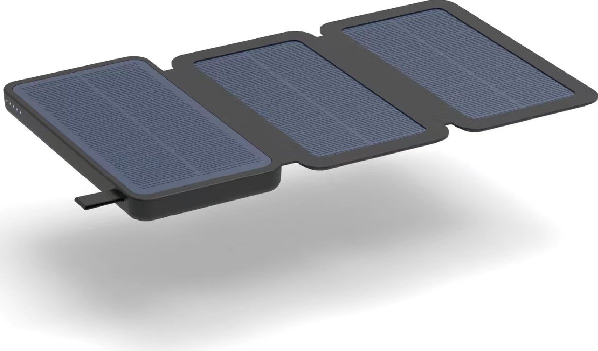 Otronica Solar Powerbank 8000 mAh Zonnepanelen - Powerbank Zonneenergie - Snellader Geschikt voor iPhone lader Samsung oplader - USB & USB-C - Zwart