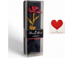 Roos in Luxe Verpakking met Geschenk Kaartje – Eeuwige Roos – Moederdag Cadeau - Valentijn – Red Rose – Rode Roos - Qwality