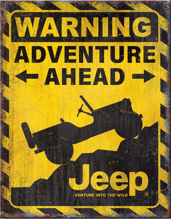 Jeep Adventure Ahead . Metalen wandbord 40,5 x 31,5 cm.