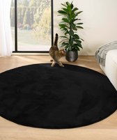 Rond zacht vloerkleed - Plush zwart 160 cm rond