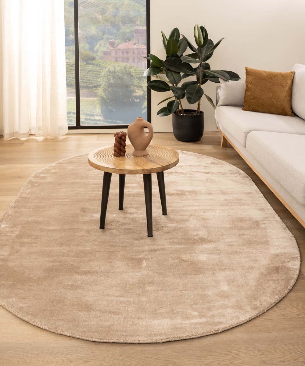 Viscose vloerkleed ovaal - Pearl beige 300x400