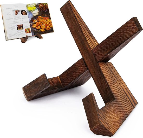 Houten Kookboekhouder | Kookboekstandaard | Displaystandaard | Recepten Boeken Standaard | Rustieke Houte Boekenhouder Keuken