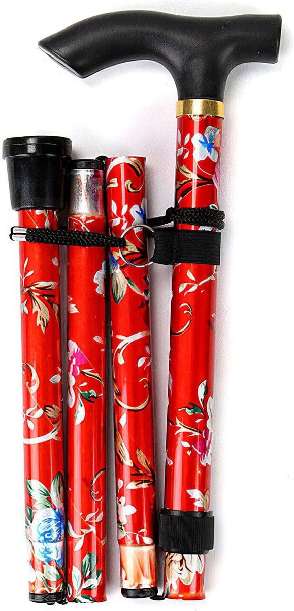 Goedkoopste Opvouwbare wandelstok - bloemen - hiken - wandelen - rood