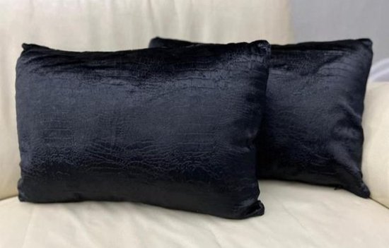 Sier kussen Croco Cushion Black long 50x30x10cm ca.500gr. Sfera Decor