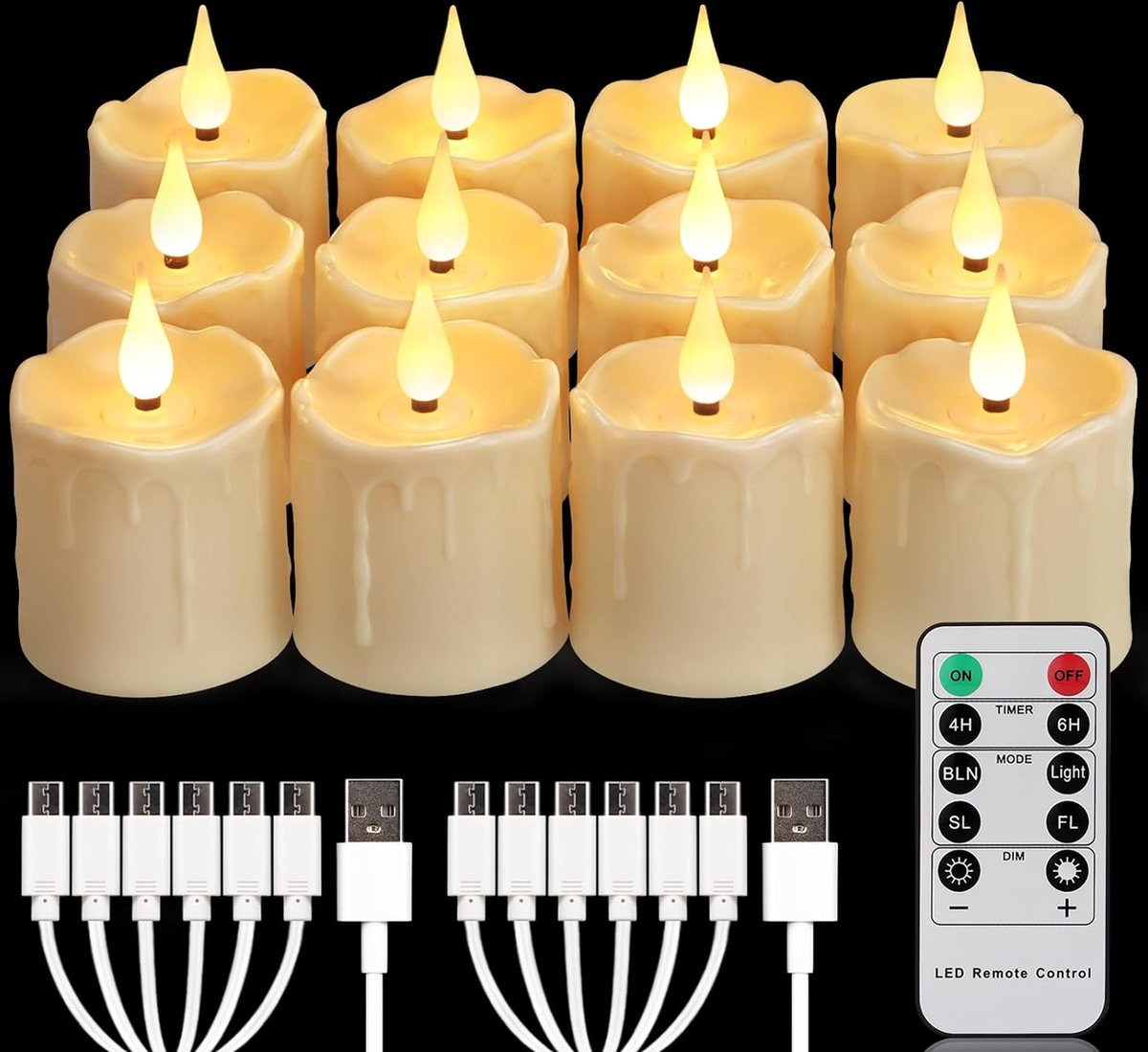 Bougies À Pointe Vacillante Sans Flammes Avec Télécommande Et Minuterie,  Bougies Led Sans Flamme À Piles Pour Éclairage, Bougies Led Sans Flamme  Vacillantes Et Constantes À Piles Durables, Décoration De Fausses Bougies