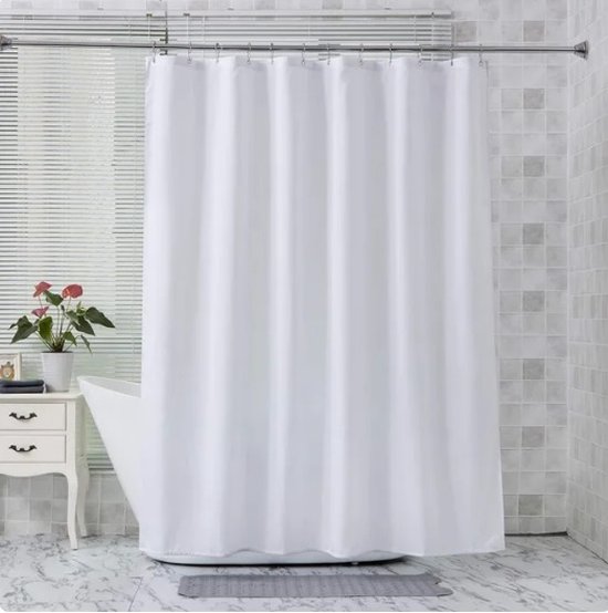 Douchegordijn Wit Met ringen 100 X 180 Douche Gordijn Voor