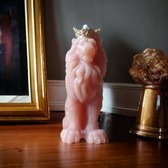 Leeuw kaars - Oud Roze - Handgemaakt - b 6.5 x h 10 cm - HUYS&MORE