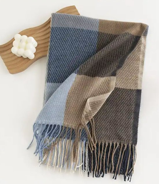 Sjaal bleu/taupe / super zacht / 206 cm lang en 65 cm breed / verkrijgbaar in 10 verschillende kleuren