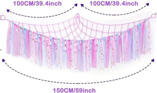 Livano Cuddle Net - Hamac - Jouets - Système de rangement - Hamac pour Nounours - Organisateur - Rose