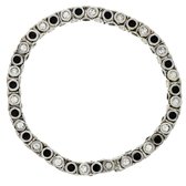 Behave Elastische armband met zwart en zilver-kleurige steentjes