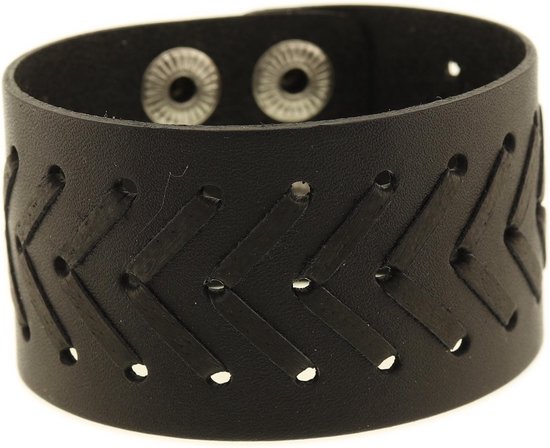 Geweven Zwart Leren armband - | Handgemaakte Heren Armbanden van Leer, Touw