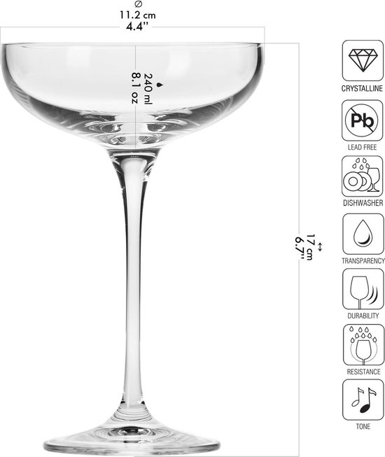 Lot de 6 Coupes à champagne en verre - 30 cl - Cdiscount Maison