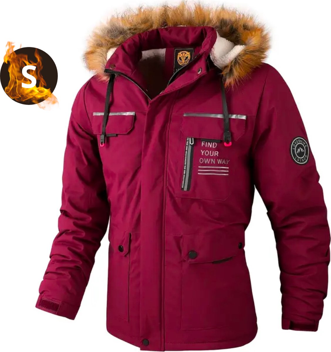 Livano Winterjas Voor Heren Parka Winter Jas Volwassen Rood