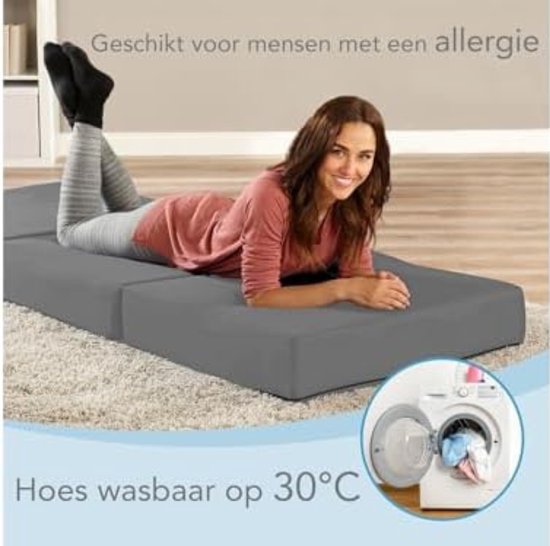 Schuimmatras - Campingmatras - Enkel - Grijs - Volwassenen (75 x 195 x 15 cm) — afbeelding 4