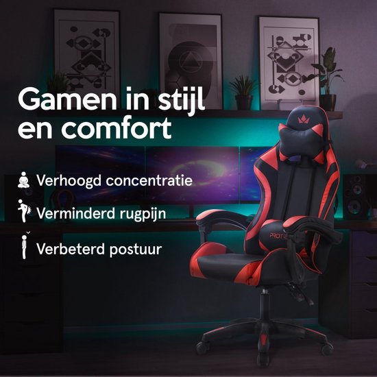 Gaming Stoel - Racing Game Chair - Bureaustoel Ergonomisch - Gamestoel met kantelfunctie - Merkloos