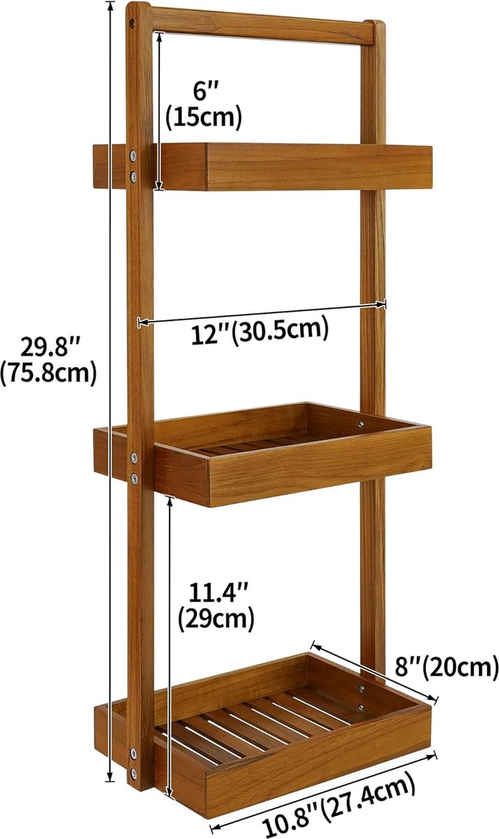 Teak Douche caddy - 26,5 x 12 x 10,8 cm George Kniest